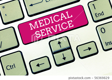 Handwriting text Medical Service. Concept meaning 56369829
