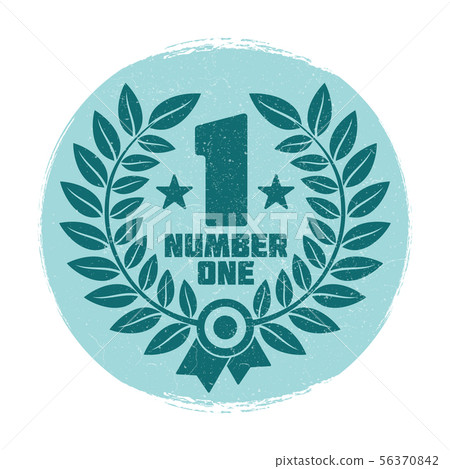 Vintage grunge wreath number one label design 56370842