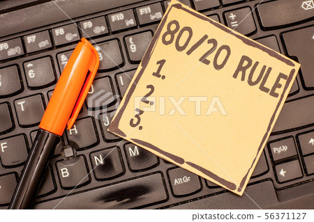 Conceptual hand writing showing 80 20 Rule 56371127