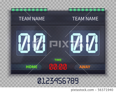 Soccer european football scoreboard with match time and score vector illustration isolated 56371940