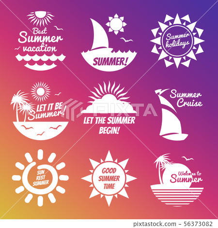 White summer rest labels with sun and sea White summer rest labels with sun and sea 56373082