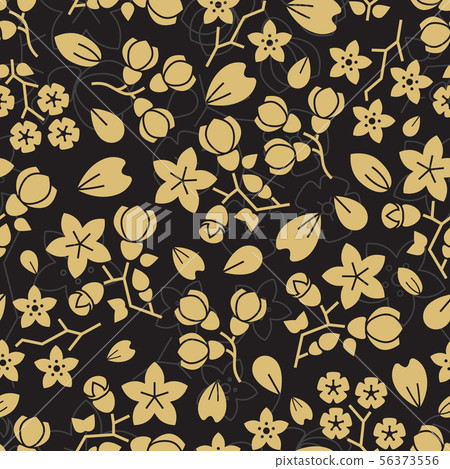 Fashion golden flowers seamless pattern design 56373556