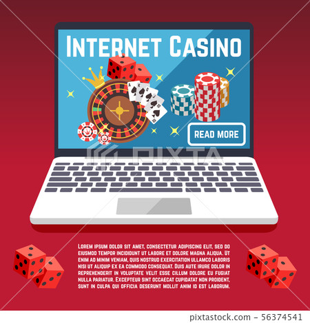 Internet casino page template with dice, poker, cards 56374541
