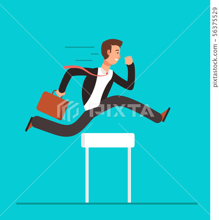 Businessman jumping over hurdles. Business... - Stock Illustration ...