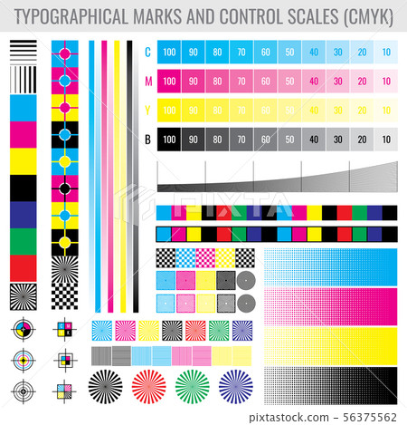 CMYK press print marks and colour tone gradient... - Stock Illustration ...