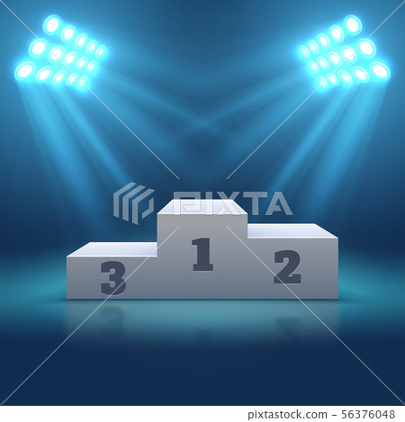 Sports winner empty podium illuminated by searchlights vector illustration Sports winner empty podium illuminated by searchlights vector illustration 56376048