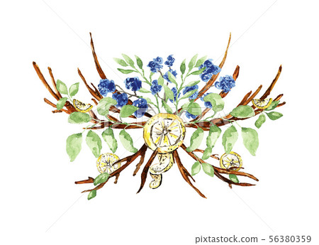 Watercolor Christmas bouquet 56380359