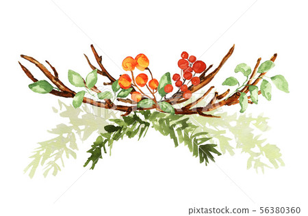 Watercolor Christmas bouquet 56380360