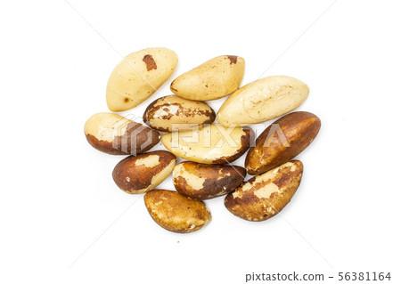 Unshelled brazil nut isolated on white Unshelled brazil nut isolated on white 56381164