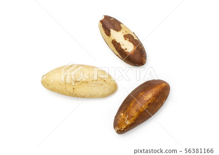 Unshelled brazil nut isolated on white Unshelled brazil nut isolated on white 56381166