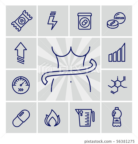 Healthy lifestyle line icons - diet project icons set 56381275