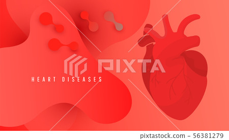 World Heart Day banner with human heart on red World Heart Day banner with human heart on red 56381279