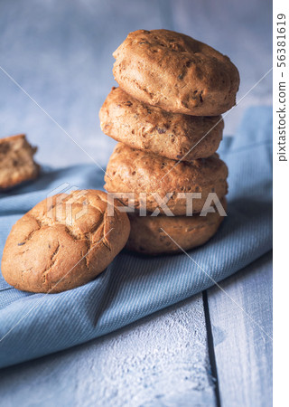 Bread buns in a stack. Homemade rye bread 56381619