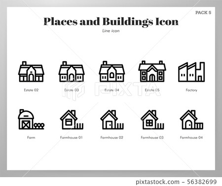 Places and buildings icons Line pack Places and buildings icons Line pack 56382699