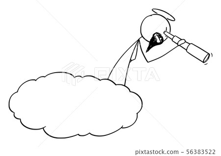 Vector Cartoon Of God Looking Down Through... - Stock Illustration  [56383522] - Pixta