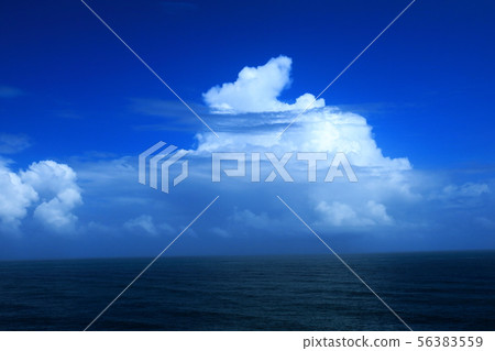 Horizontal line and cloud covering Horizontal line and cloud covering 56383559