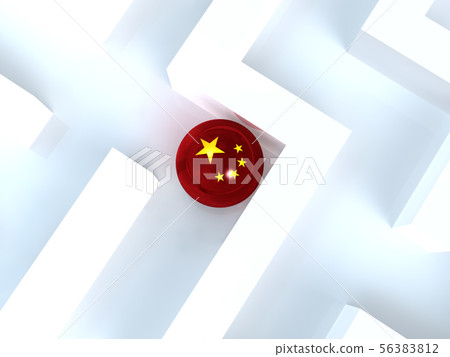 CG 3D illustration 3D design maze labyrinth chaos China flag 56383812
