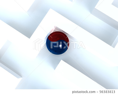 CG 3D illustration 3D design maze labyrinth confusion Korea national flag 56383813