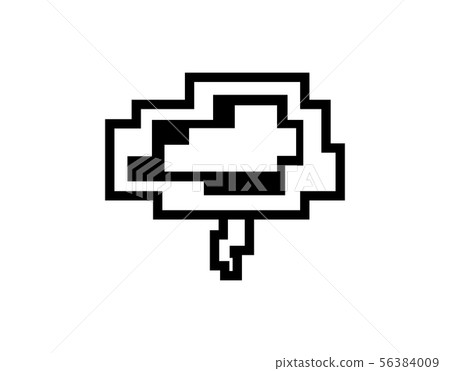 Vector monochrome pixel art cloud with thunderbolt 56384009