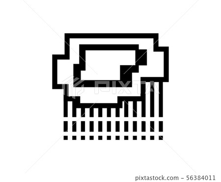 Vector pixel art raining cloud, monochrome icon 56384011