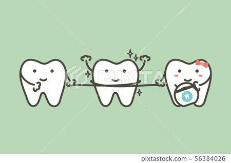 healthy teeth cleaning his friend by dental floss healthy teeth cleaning his friend by dental floss 56384026
