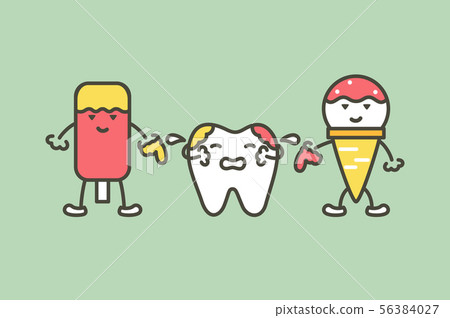teeth are smudged from ice cream, decay tooth teeth are smudged from ice cream, decay tooth 56384027