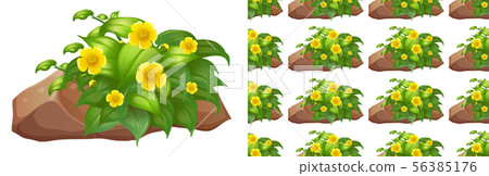 Seamless background design with yellow flowers on - Stock Illustration ...