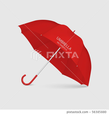 Vector 3d Realistic Render Red Blank Umbrella Icon Closeup Isolated on White Background. Design 56385880