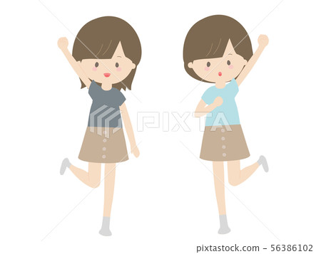 Cheerful cheering girl 56386102