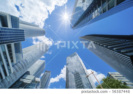 High-rise buildings in summer in front of Nagoya Station 56387448