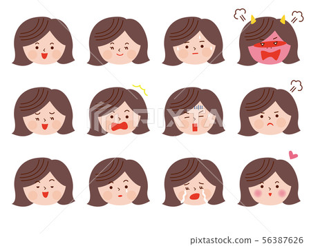 Girl with various expressions - Stock Illustration [56387626] - PIXTA