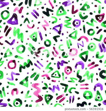 Hand Drawn Watercolor seamless pattern - Stock Illustration [56391916 ...