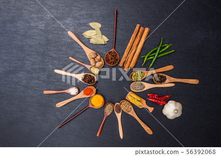 Photo of colorful Indian food spices 56392068