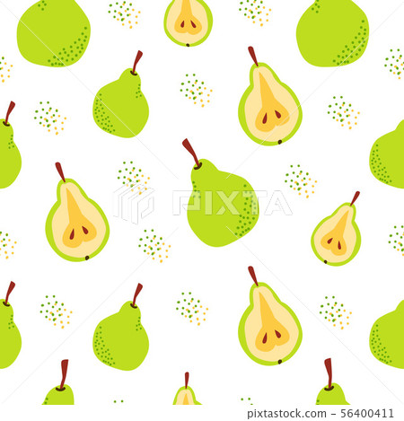 Pear fruit seamless pattern - Stock Illustration [56400411] - PIXTA