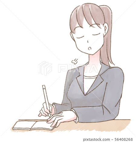 Watercolor person desk work woman relieved 56408268