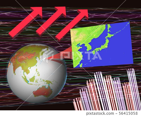 Earth Close-up Japan Economy Arrow 56415058