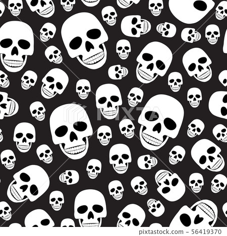 Skull seamless pattern on black background. - Stock Illustration ...