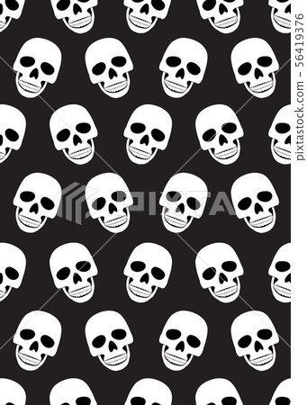 Skull seamless pattern on black background. - Stock Illustration ...