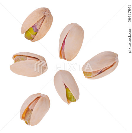 Pistachio in closeup isolated on white 56427942