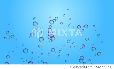 上升的氣泡（藍色漸變背景）水下碳酸蘇打水 56434864
