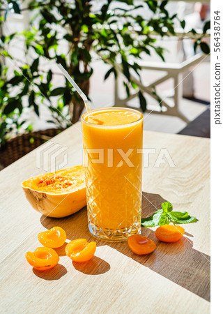 smoothie with pumpkin and apricots 56438764