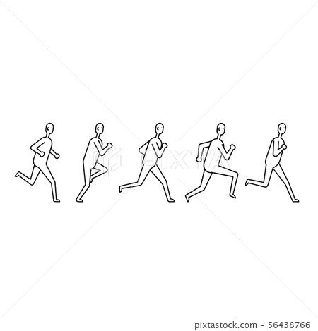 People various running position on white Icon set. 56438766