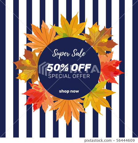 Autumn sale banner template. Colorful fall leaves 56444609