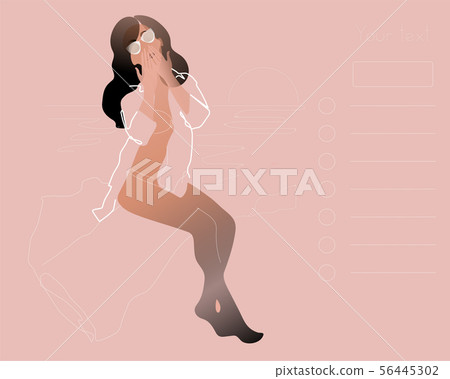 Pretty girl continuous one line drawing. Vector illustration minimalism women feminine design on 56445302