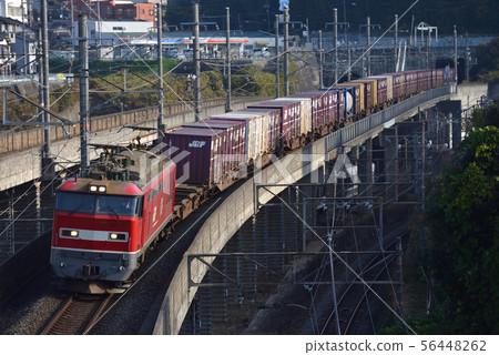 EF510-23 container freight train running on the Kosai Line EF510-23 container freight train running on the Kosai Line 56448262