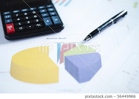 Business and finance concept. Closeup of pen and 56449966