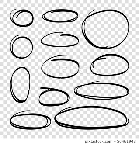 Hand drawn ovals. Highlight circles set. Line art Hand drawn ovals. Highlight circles set. Line art 56461948