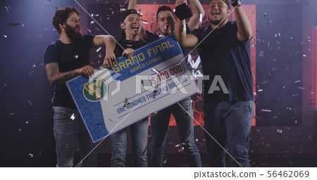 Gaming tournament team celebrating their victory 56462069