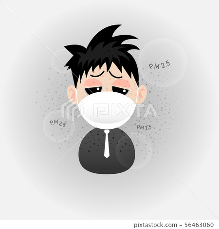 Cartoon man is wearing n95 mask to protect outdoor 56463060