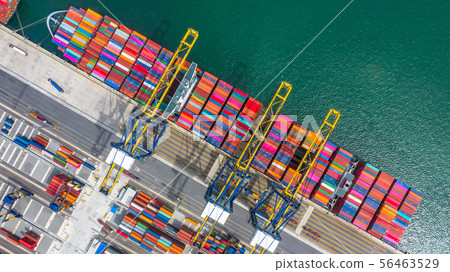 Container ship loading and unloading in deep sea 56463529